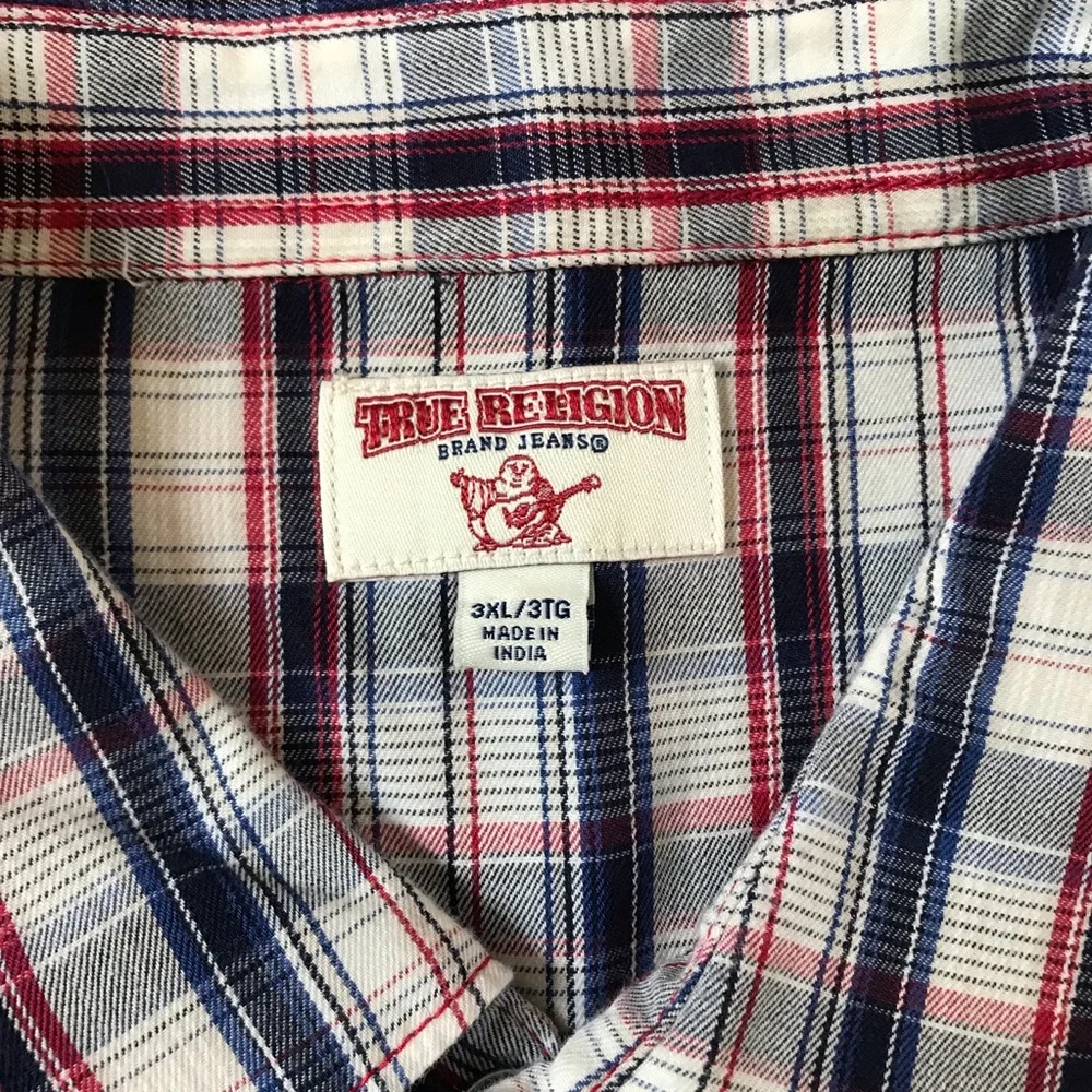 True Religion Men's Plaid Button-Down Shirt 3XL
